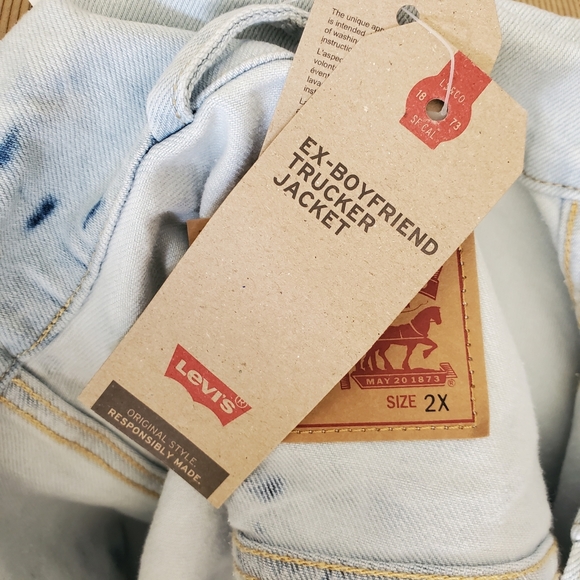 LEVI'S Cloudy Daze Ex-Boyfriend Tie Dye trucker Jacket 2X - Picture 3 of 3